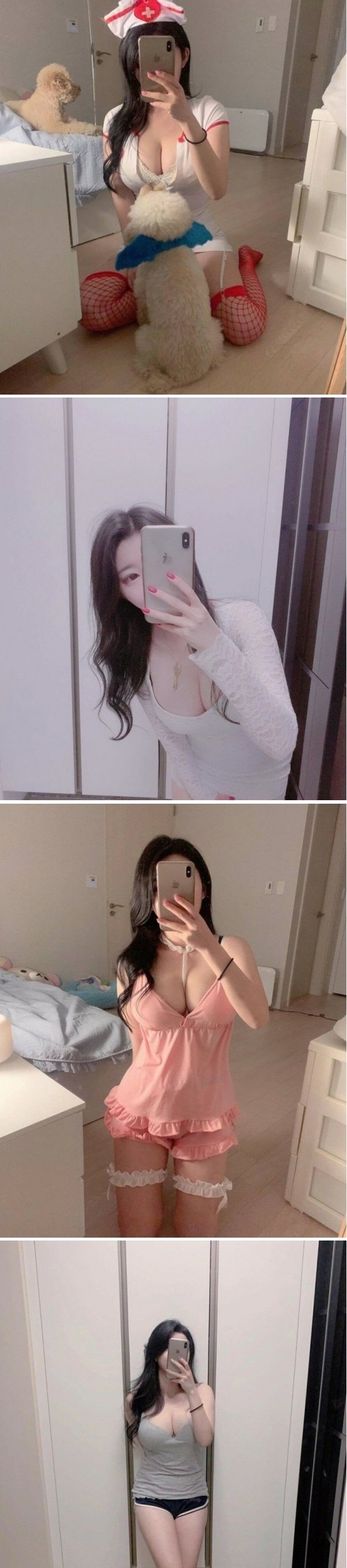 강아지가 부러운 글래머 일본인 여캠 안나 셀카