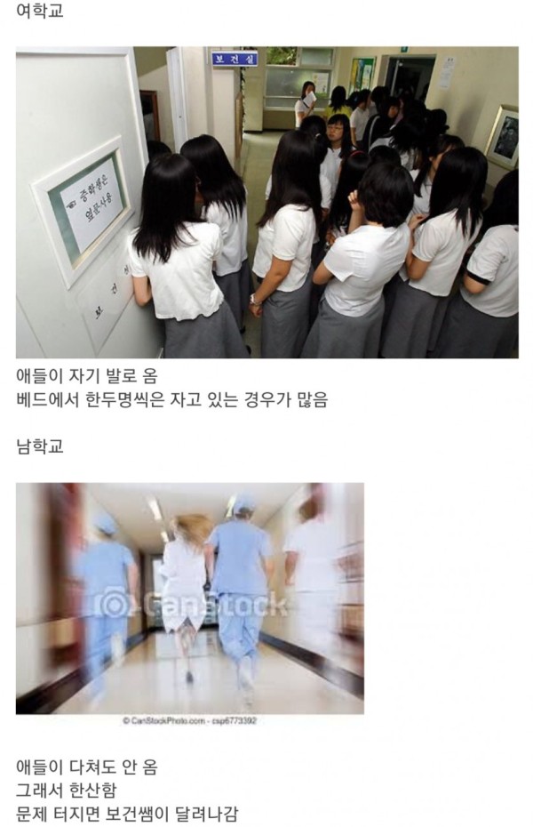 남학교와 여학교 보건실 ㅋㅋㅋ