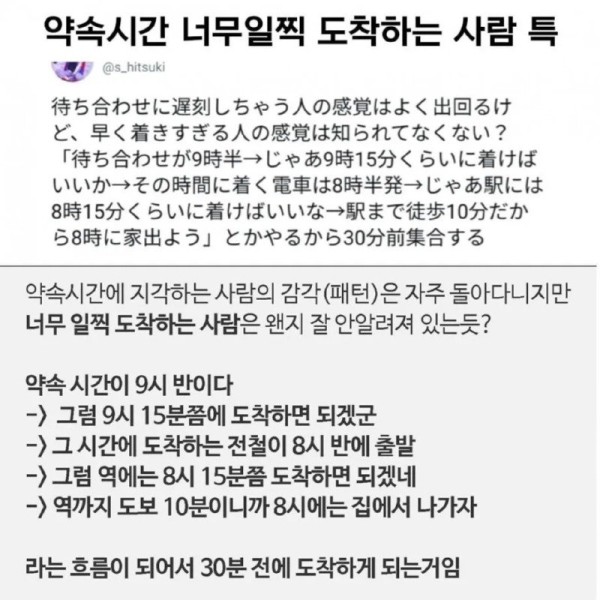 약속시간 일찍 도착하는 사람들 특징